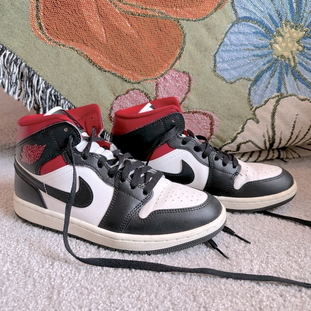 Nike Air Jordans Women’s Mid Sail Black Gym Red